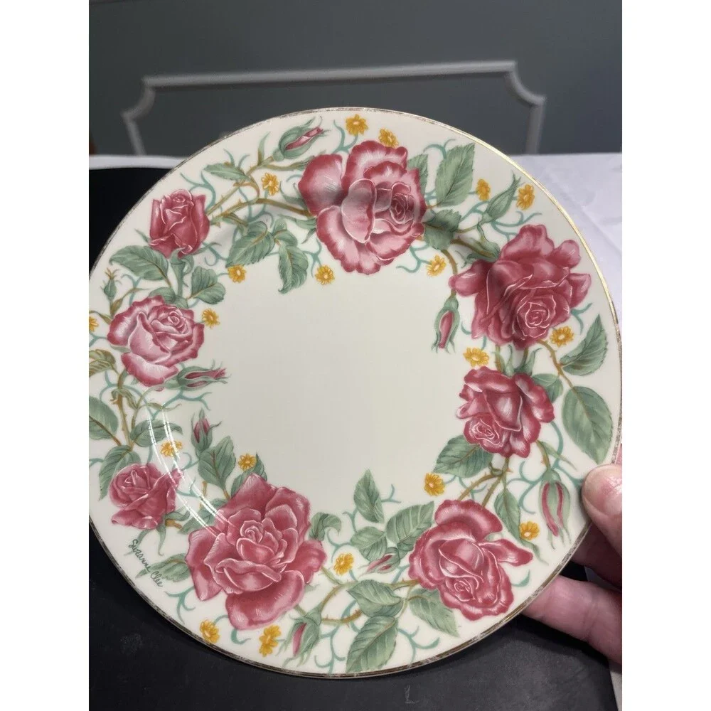 4pc LENOX The Flower Blossom Collection Dessert Plates Daffodil Rose Lily Iris